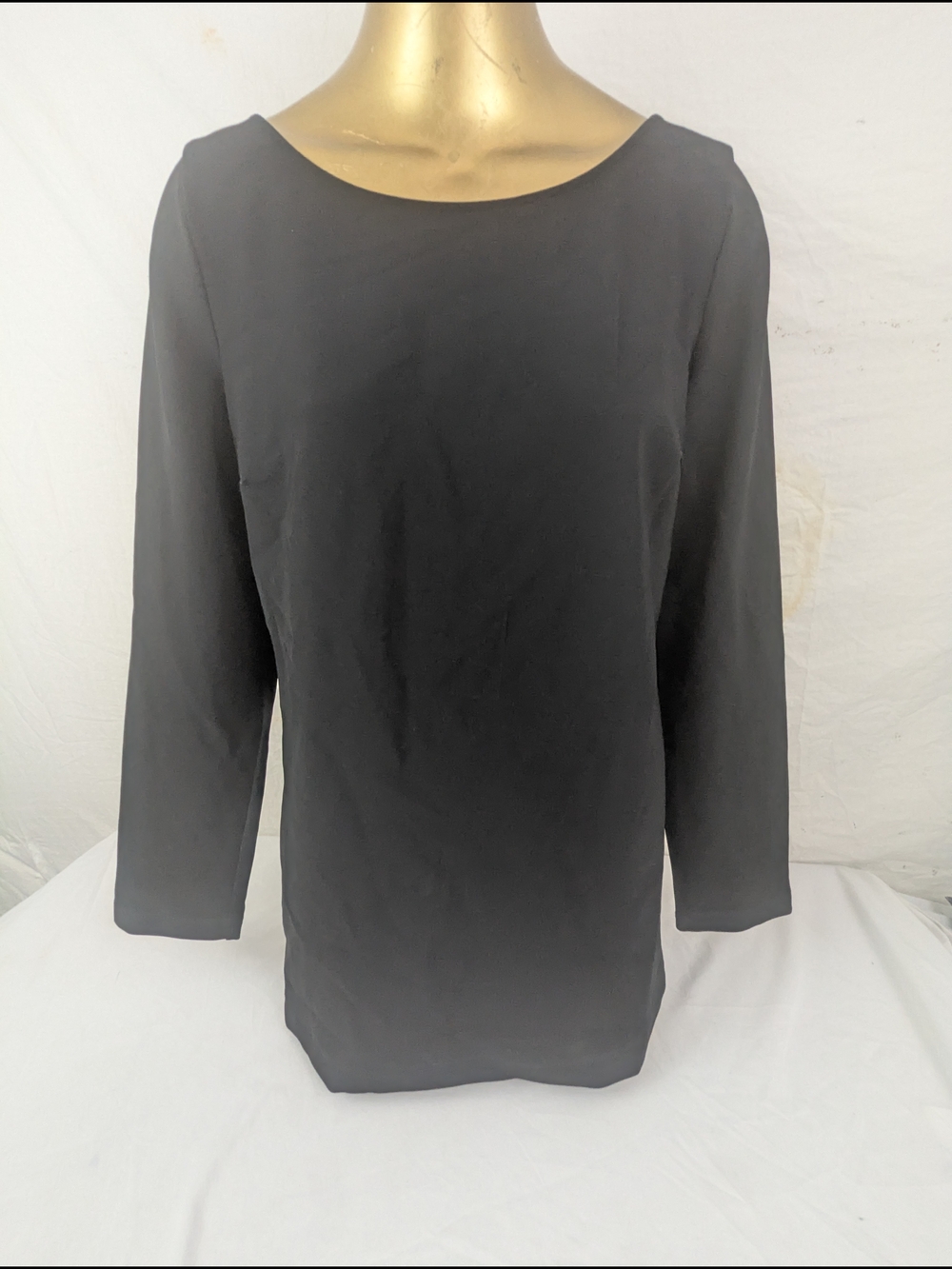 Boston Proper Classic Black 3/4 Sleeve Blouse Clean Minimalist Medium